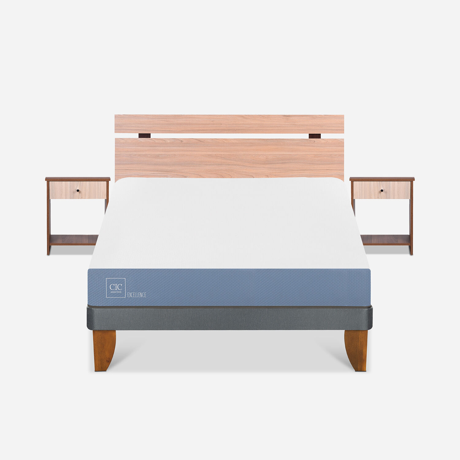 Cama Europea 2 Plazas Excellence Base Normal + Set Olmo