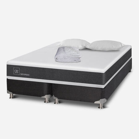 Box Spring 2 Plazas Ortopedic Base Dividida 5 Zonas + Almohadas + Cubrecolch&oacute;n
