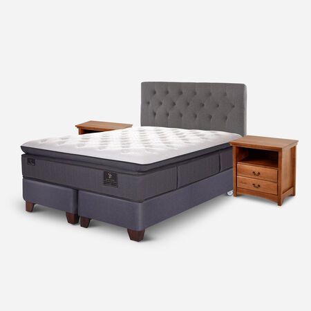 Box Spring 2 Plazas Grand Premium Base Dividida + Set Kavery