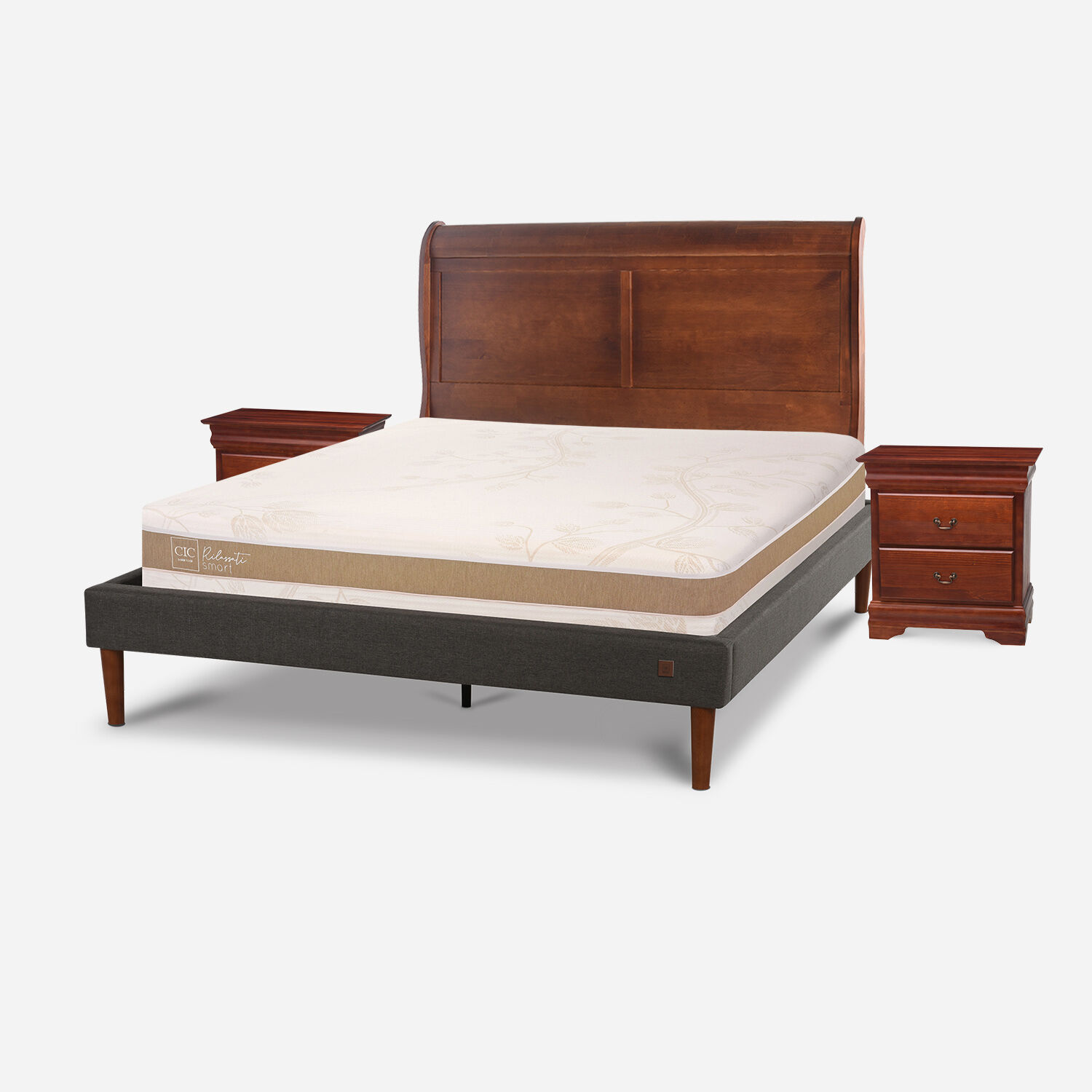 Cama Europea Curve 2 Plazas Rilassati Infinity + Set Miro