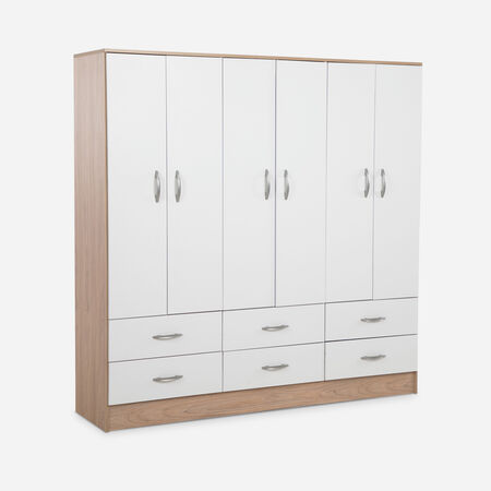 Clóset Maipo 6 Puertas 6 Cajones Olmo Blanco