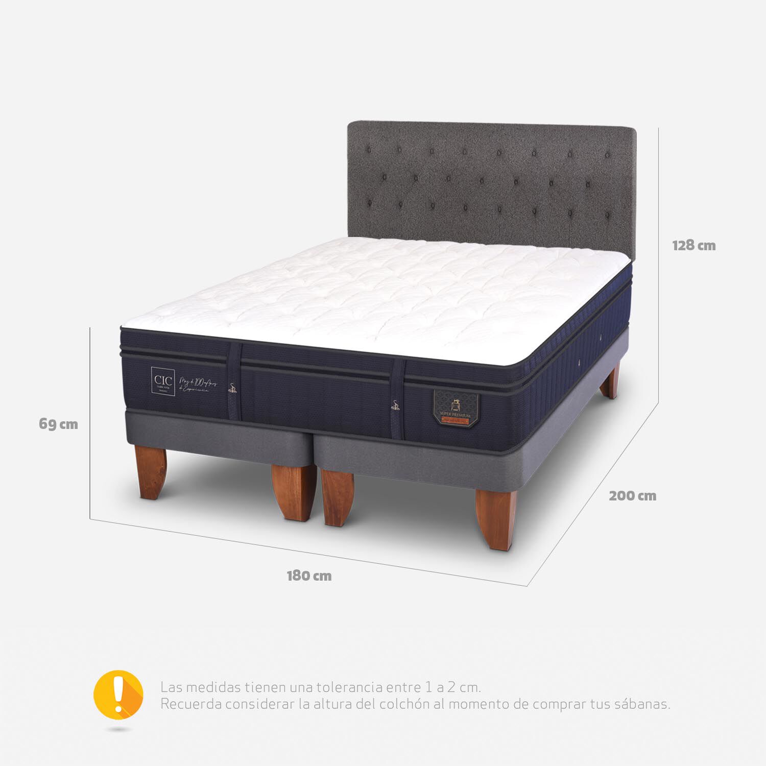 Cama Europea King Super Premium + Respaldo Kavery