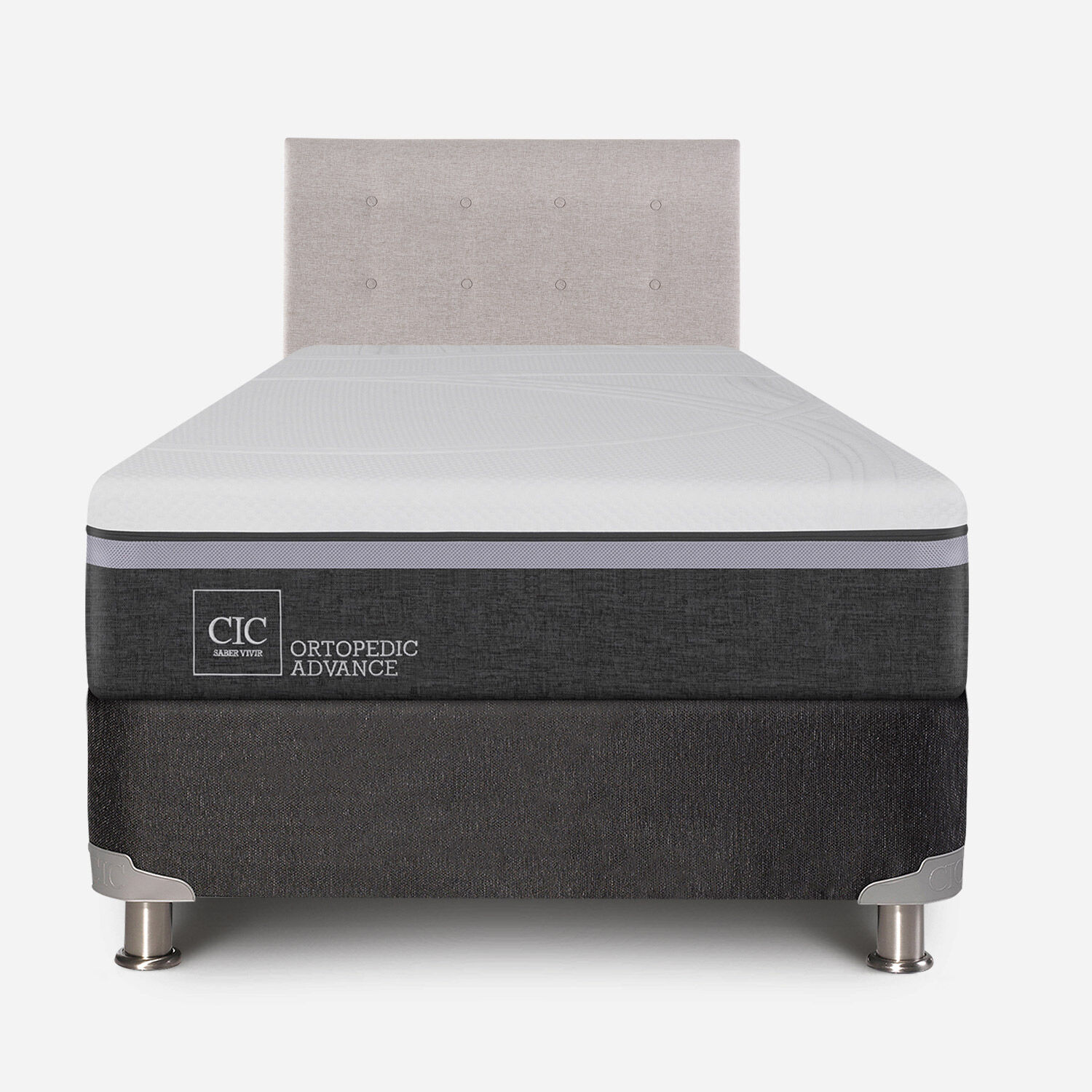 Box Spring 1,5 Plazas Ortopedic Advance 5 Zonas + Respaldo Tigris