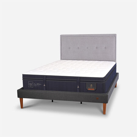 Cama Europea Curve King Super Premium + Respaldo Ganges