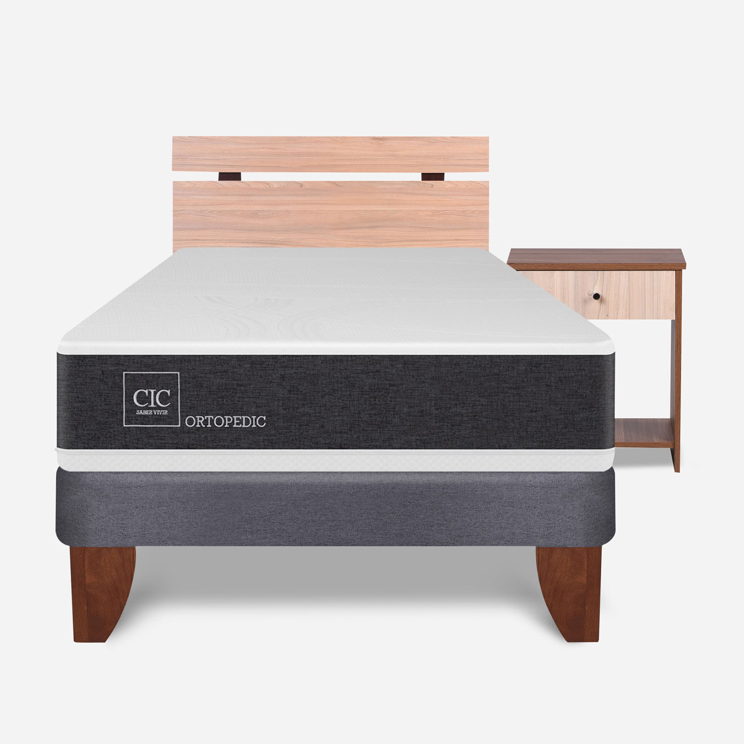 Cama Europea 1,5 Plazas Ortopedic + Set Olmo