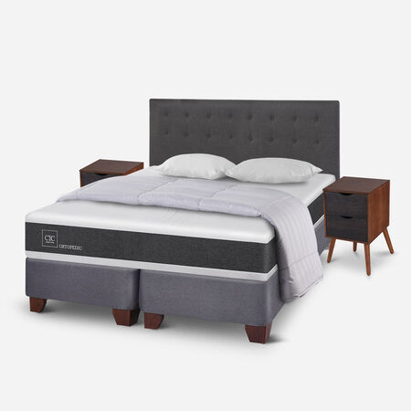 Box Spring King Ortopedic + Almohadas + Plum&oacute;n + Set &Eacute;ufrates