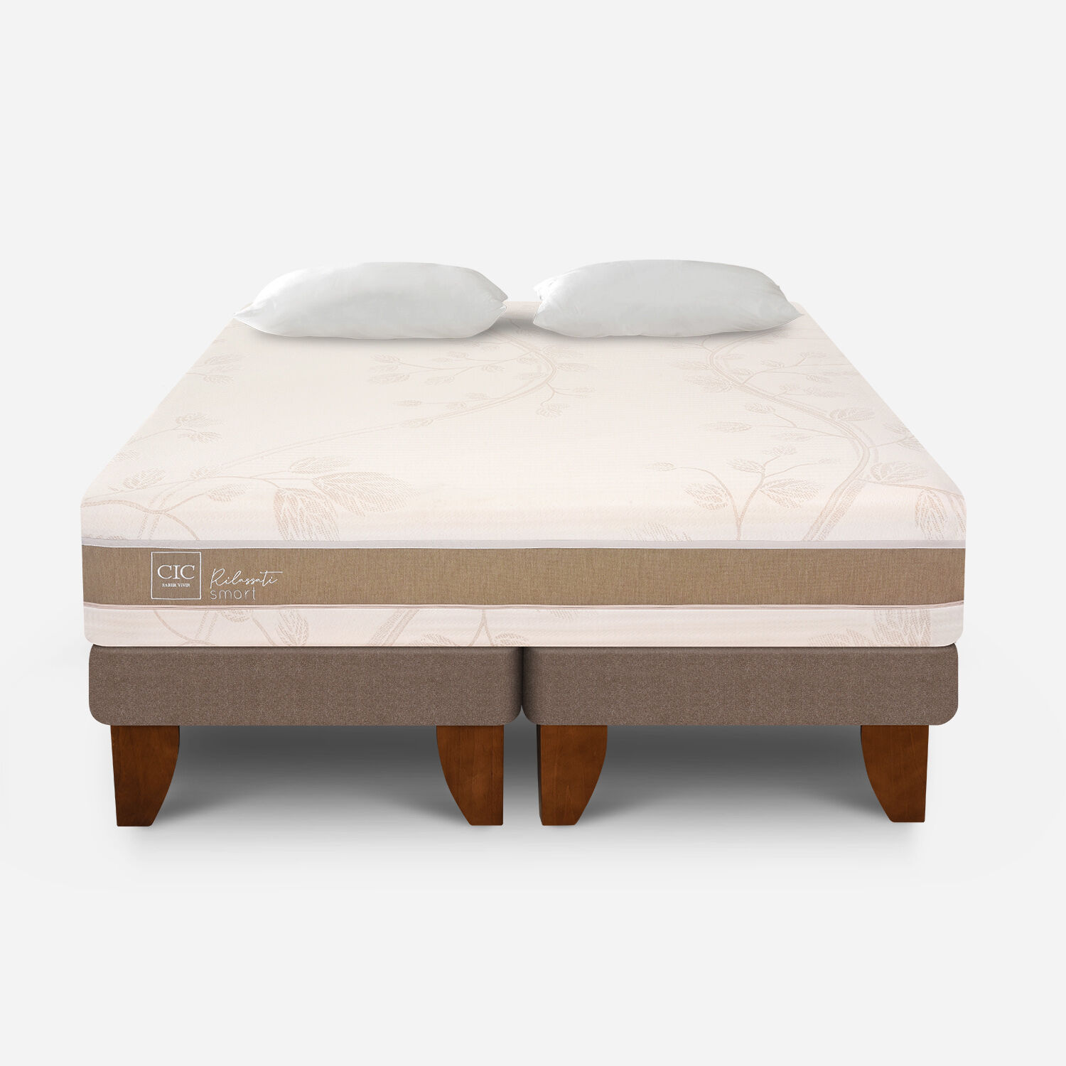 Cama Europea 2 Plazas Rilassati Smart Base Dividida + Almohada