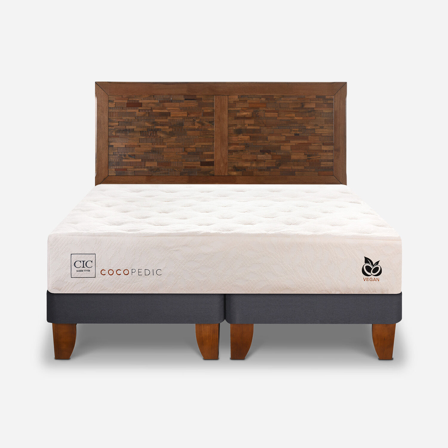 Cama Europea 2 Plazas Cocopedic Base Dividida + Respaldo Antique