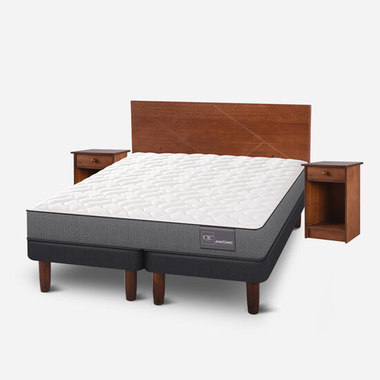 Cama Europea 2 Plazas Anatomic Base Dividida + Set Villarrica