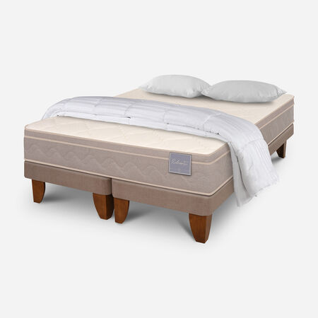 Cama Europea 2 Plazas Rilassati Base Dividida + Almohadas + Plum&oacute;n