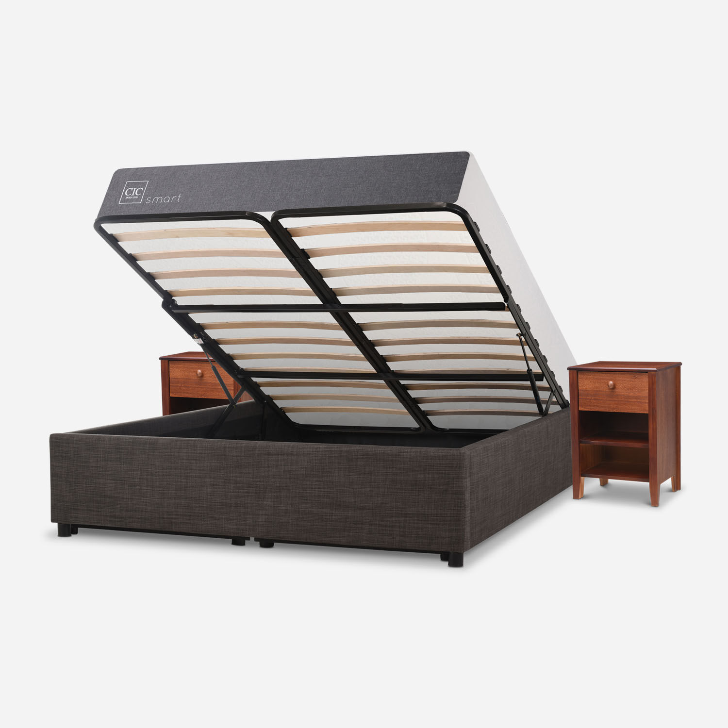 Cama Space Box 2 Plazas Smart + Velador Torino Caramel 