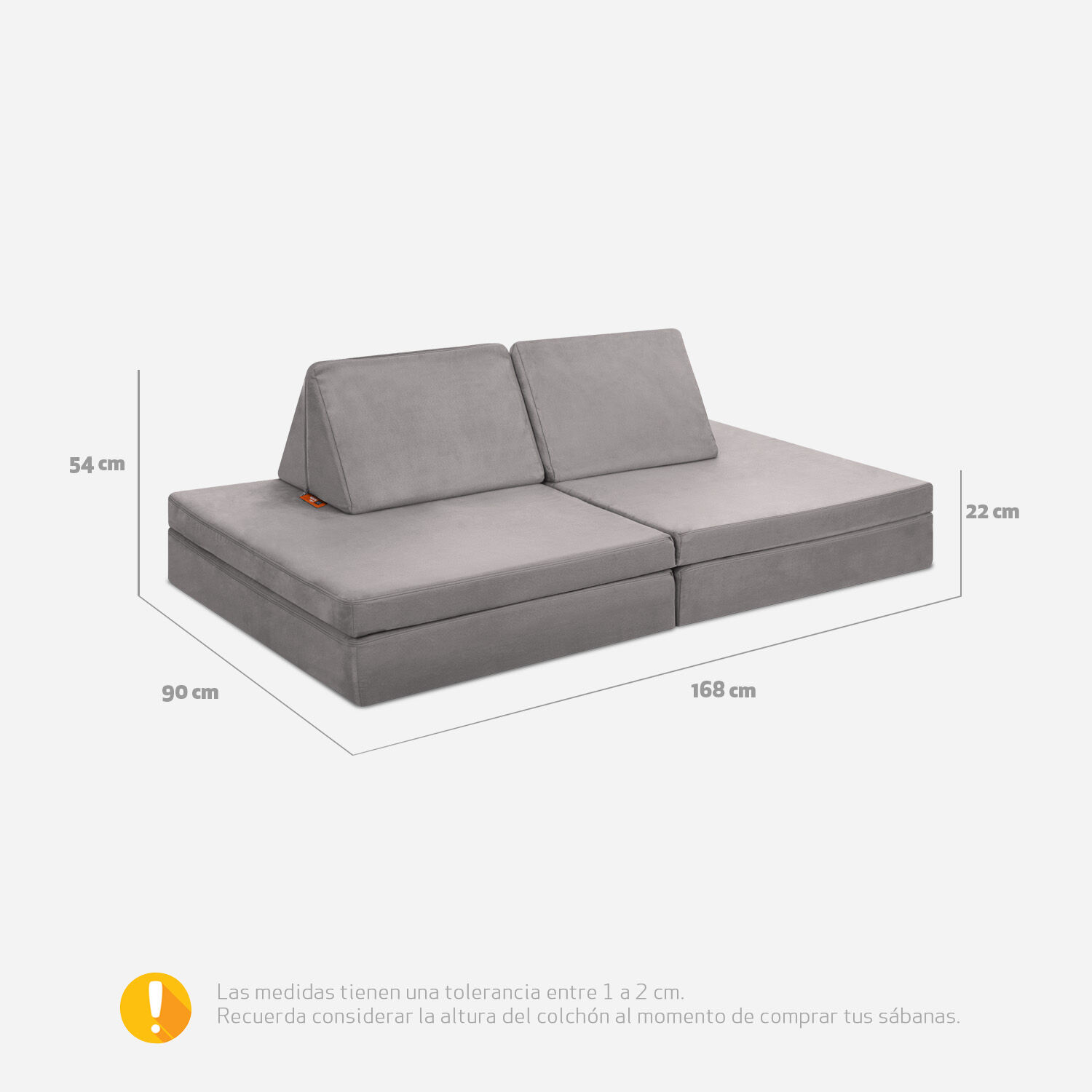 Pack Colchonetas CIC Kids Frost Gray + Cama Europea 1 Plaza Ortopedic