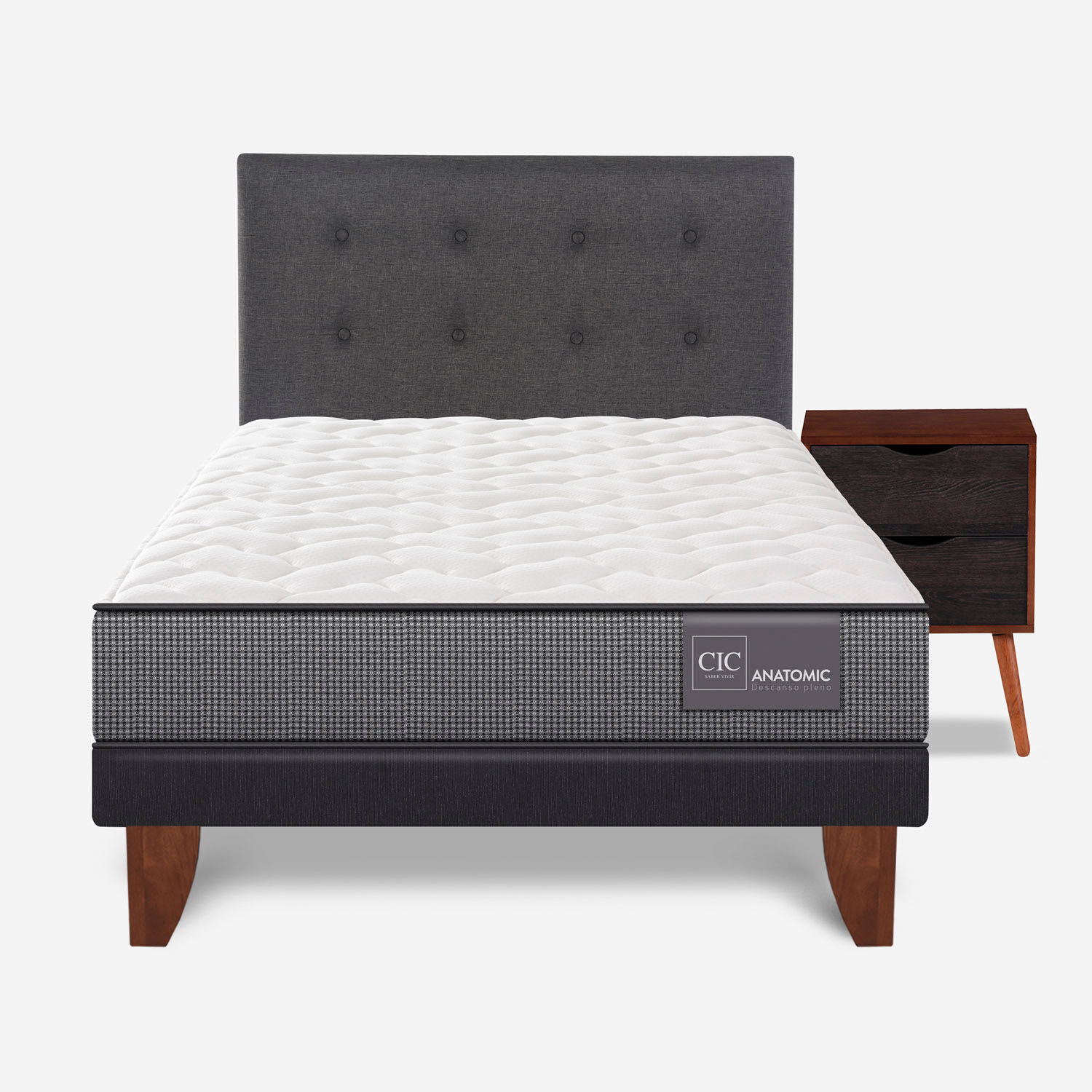 Cama Europea 1,5 Plazas Anatomic + Set &Eacute;ufrates