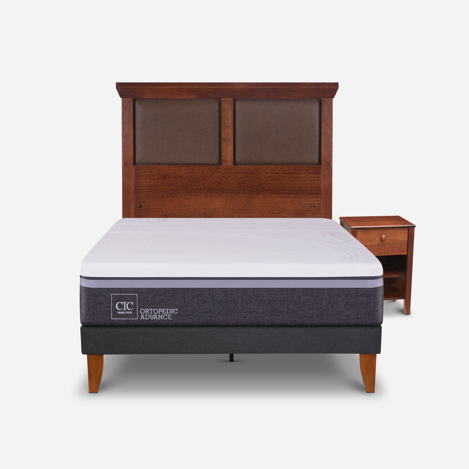 Cama Europea Curve 1,5 Plazas Ortopedic Advance + Set Torino Caramel