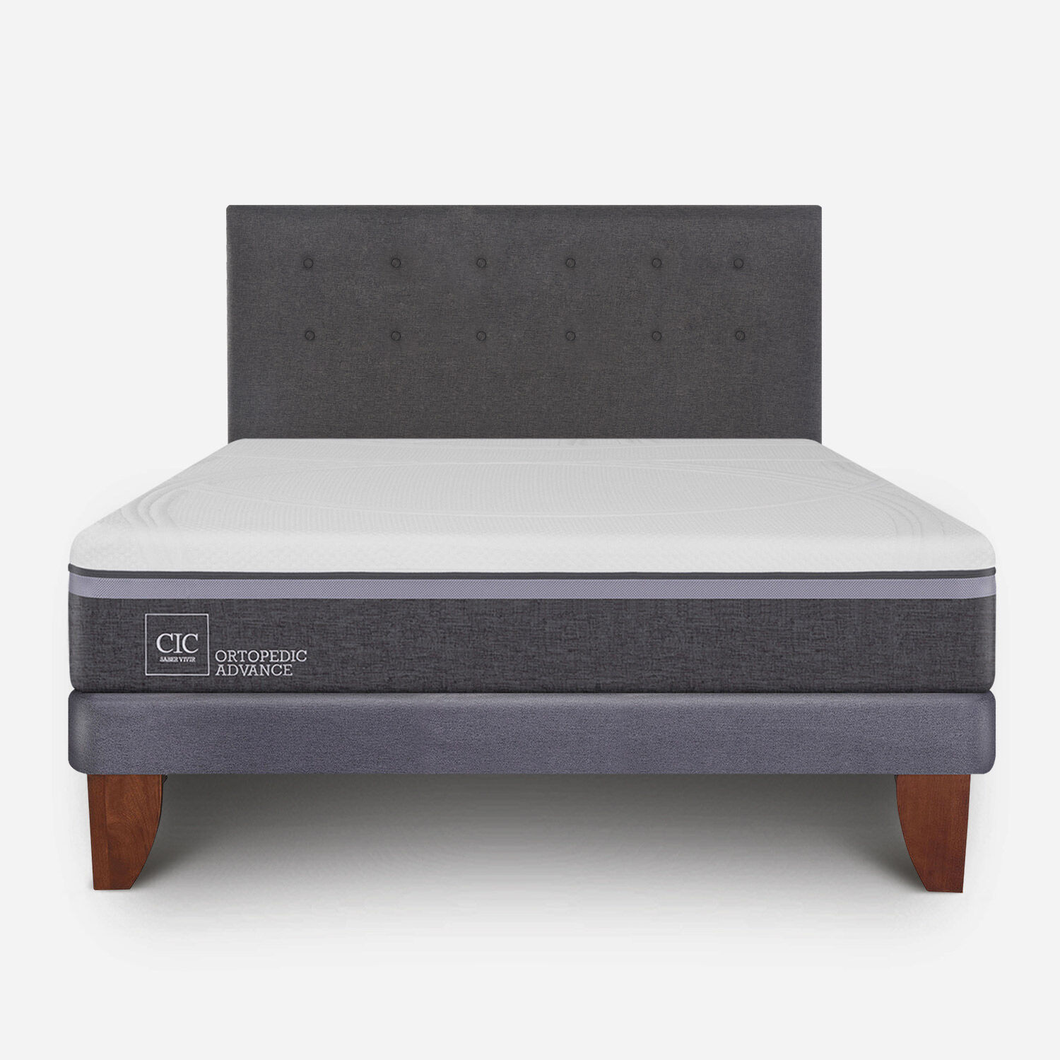 Cama Europea 2 Plazas Ortopedic Advance Base Normal + Respaldo Éufrates