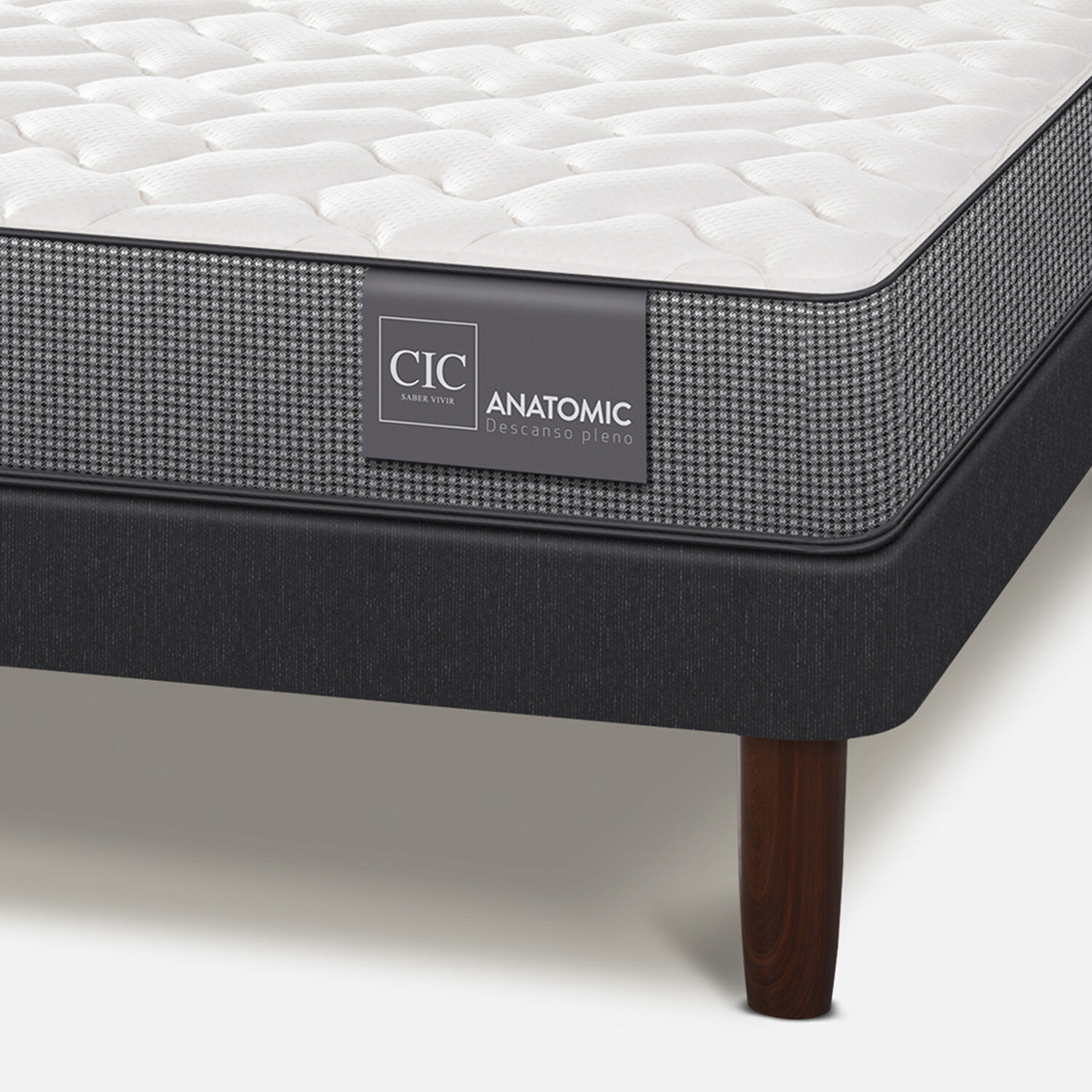 Cama Europea 2 Plazas Base Normal Anatomic + Veladores Torino Choc