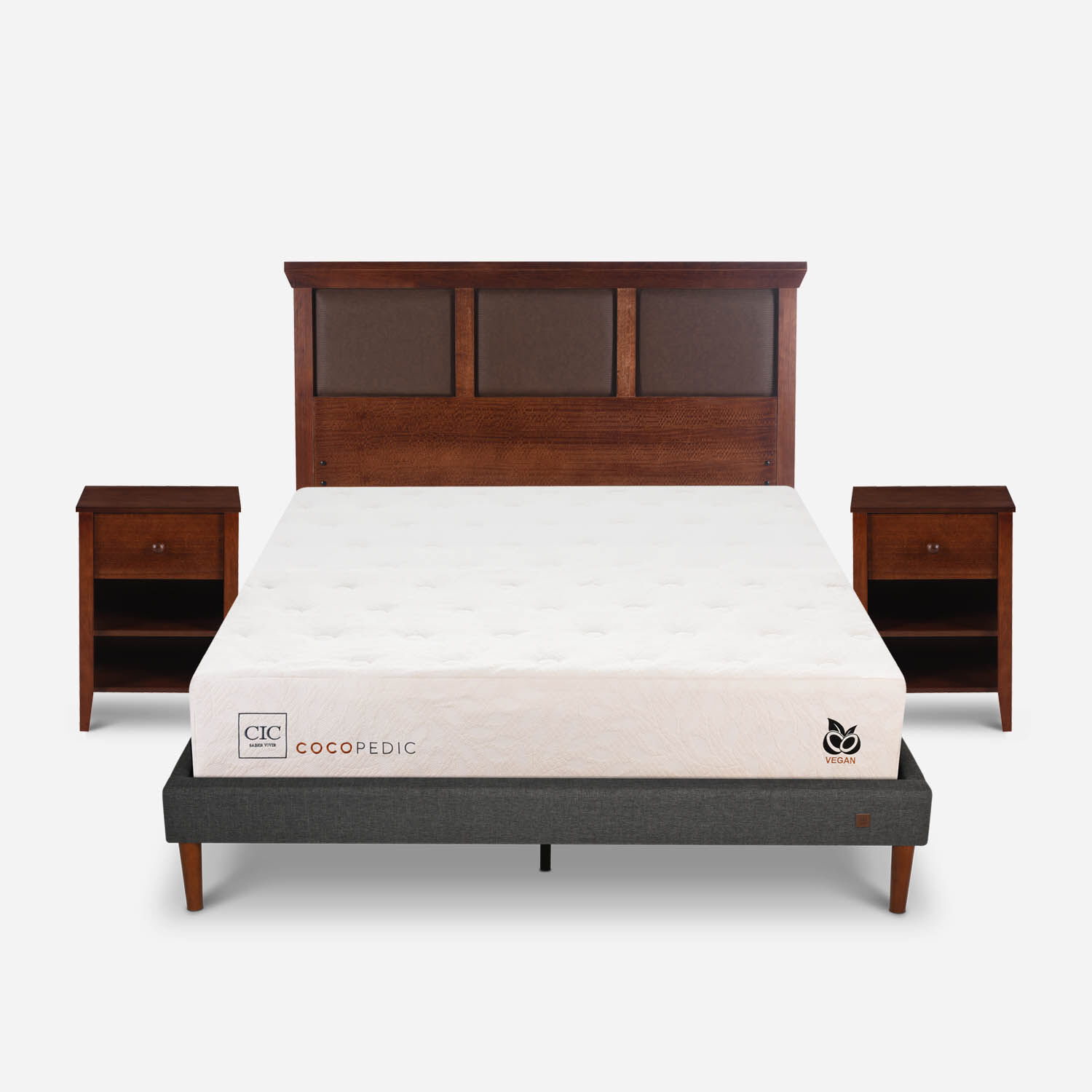 Cama Europea Curve 2 Plazas Cocopedic + Set Torino Caramel