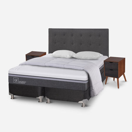 Box Spring 2 Plazas Ortopedic Advance Base Dividida 5 Zonas + Almohadas + Plum&oacute;n + Set &Eacute;ufrates