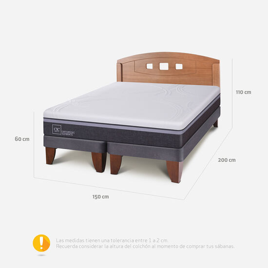 Cama Europea 2 Plazas Base Dividida Ortopedic Advance + Respaldo Gales