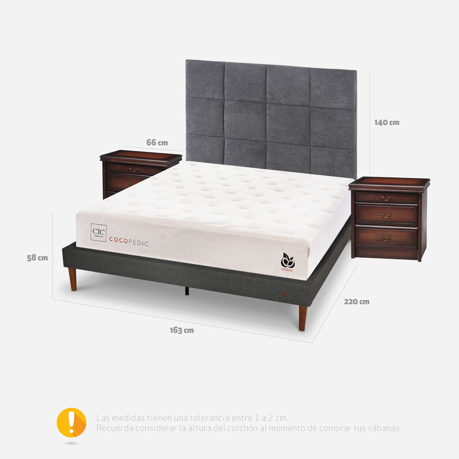 Cama Europea Curve 2 Plazas Cocopedic + Set T&aacute;mesis