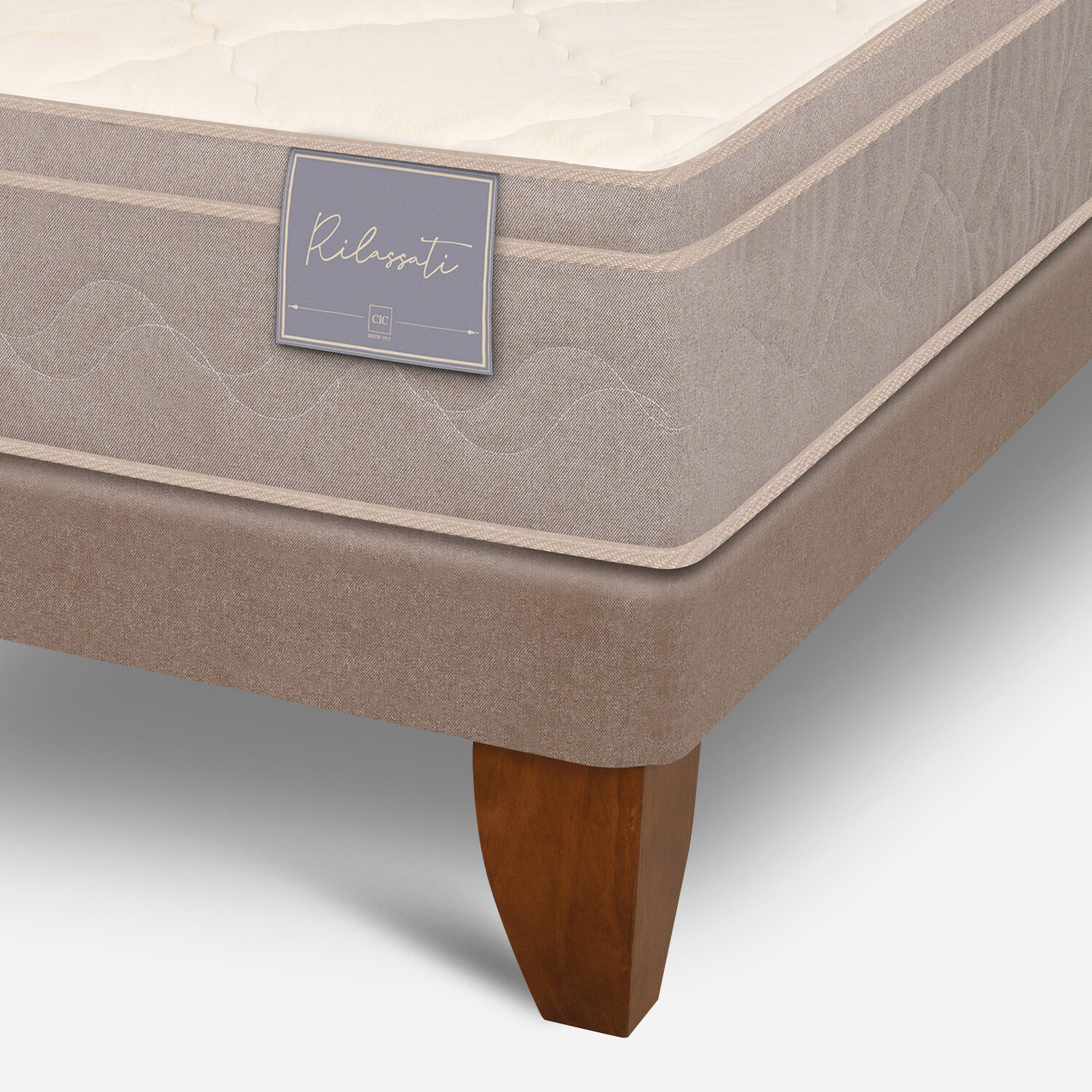 Cama Europea 2 Plazas Rilassati Base Dividida + Set Torino Caramel