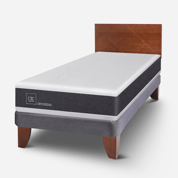 Cama Europea 1,5 Plazas Ortopedic + Respaldo Villarrica Caramel