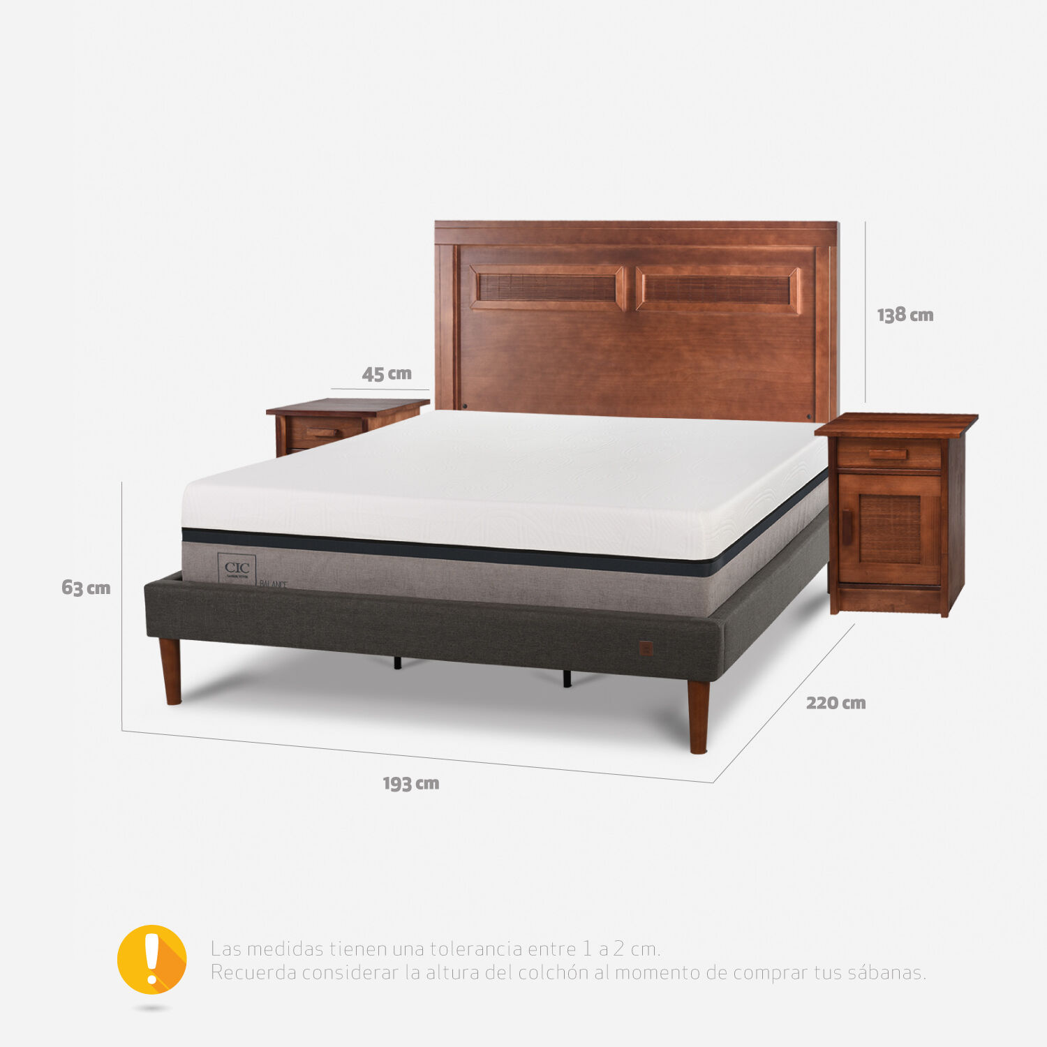 Cama Europea Curve King Balance + Set Mil&aacute;n Caramel