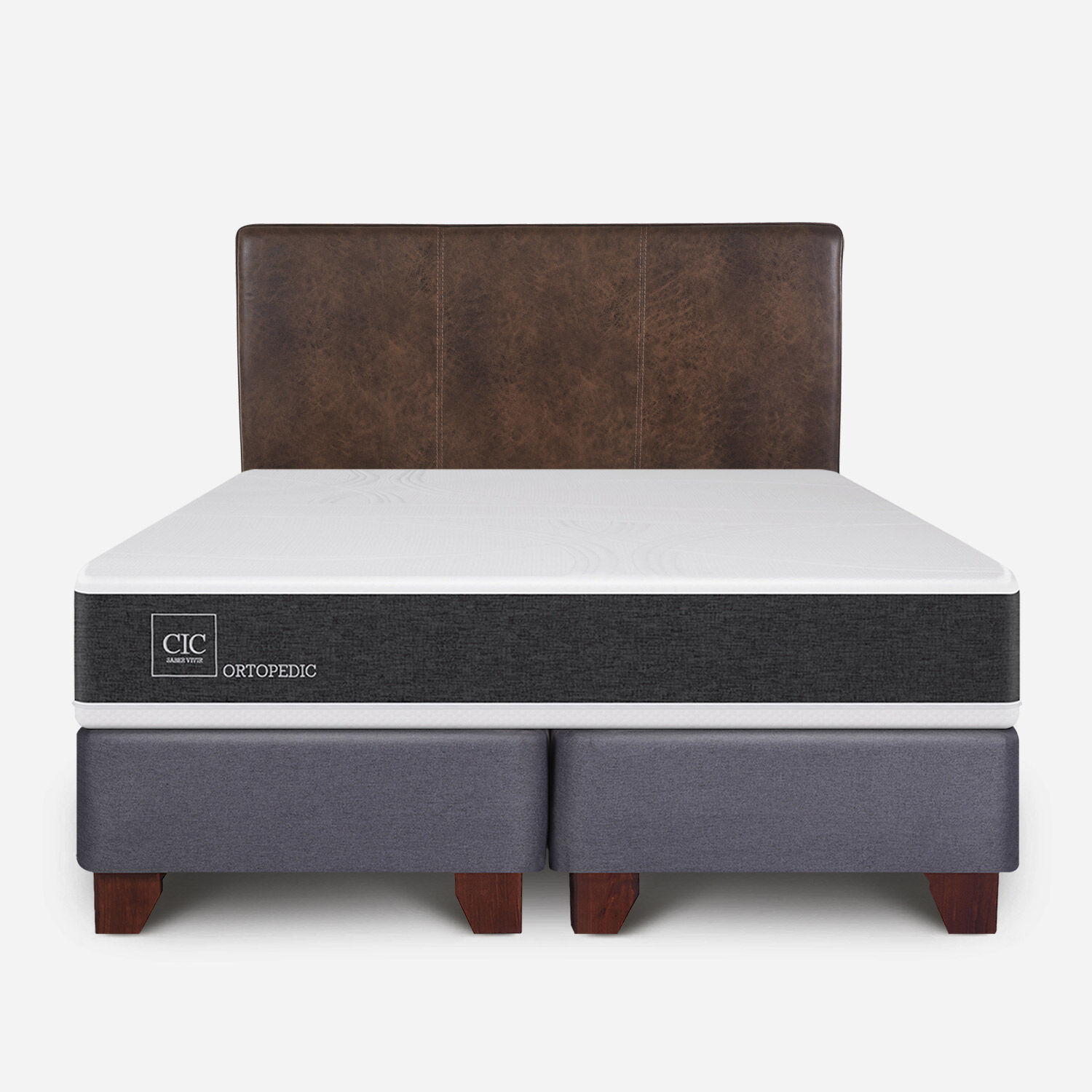 Box Spring 2 Plazas Ortopedic Base Dividida + Respaldo Baker