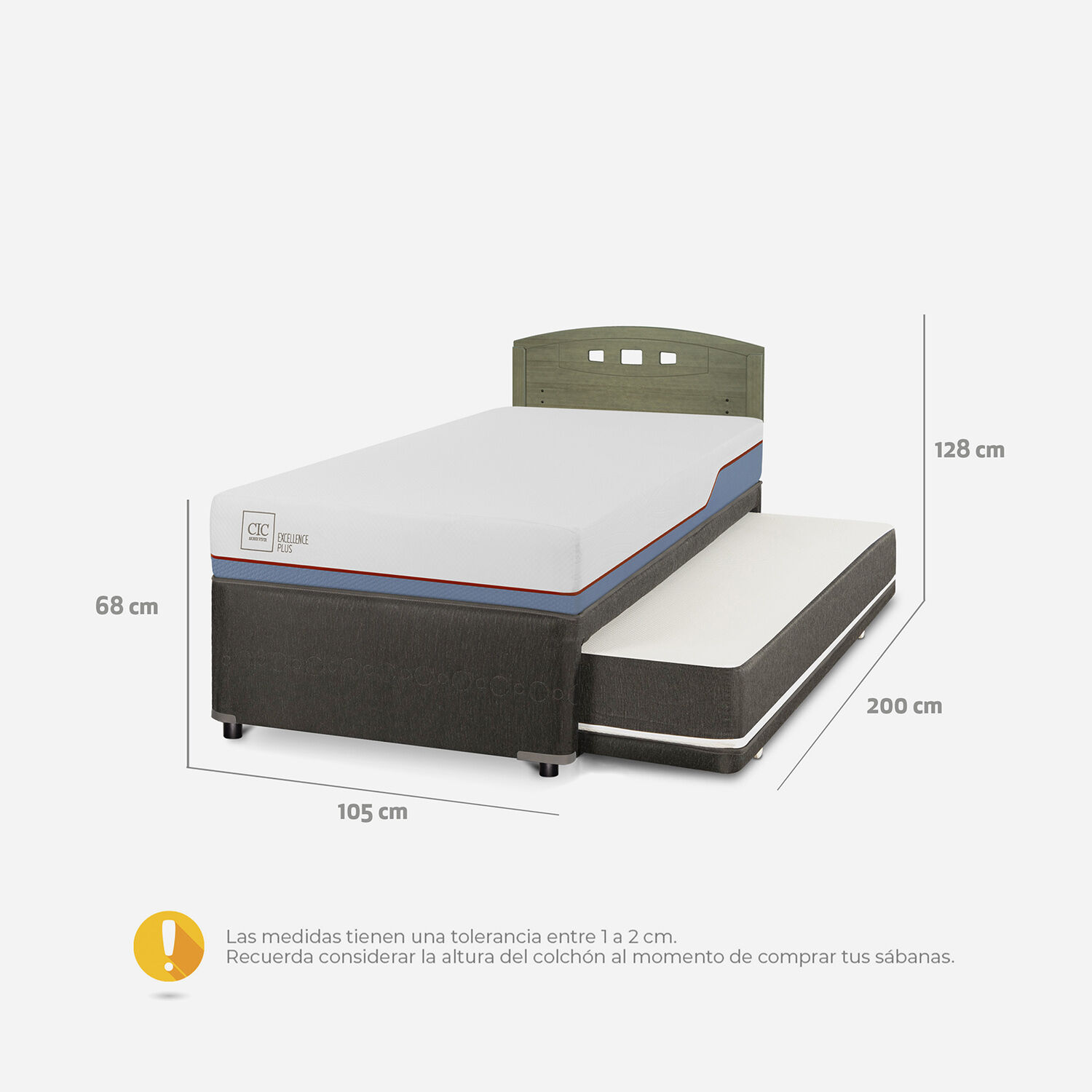 Cama Nido Diván Excellence Plus + Respaldo Gales Olivo