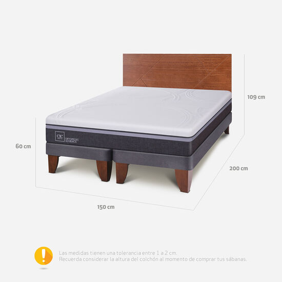 Cama Europea 2 Plazas Base Dividida Ortopedic Advance + Respaldo Villarrica