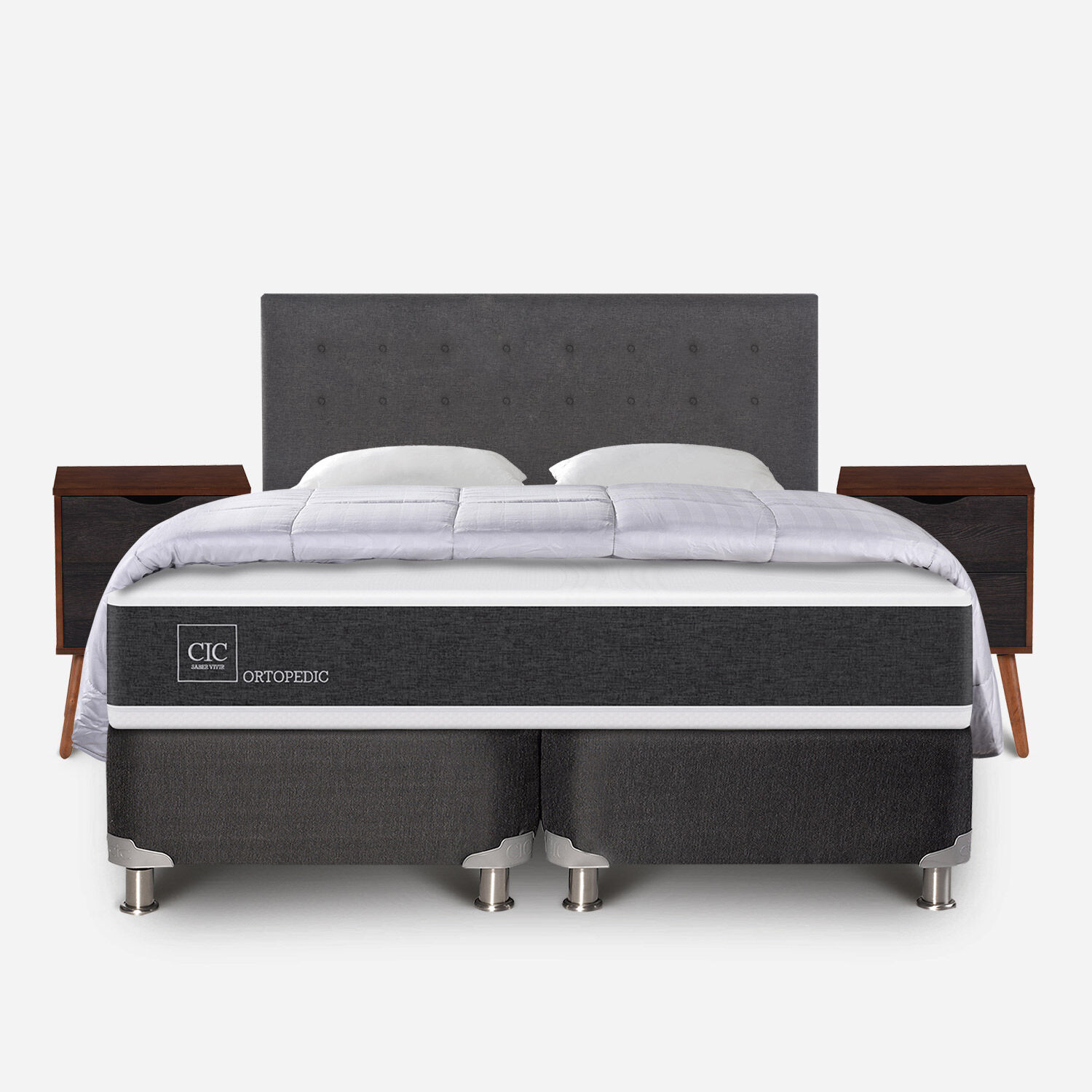 Box Spring King Ortopedic 5 Zonas + Almohadas + Plum&oacute;n + Set &Eacute;ufrates
