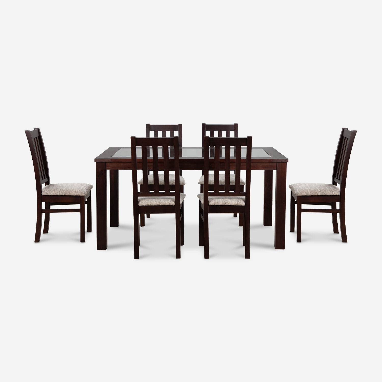 Comedor de Vidrio 6 Sillas Ñuble Chocolate - Beige