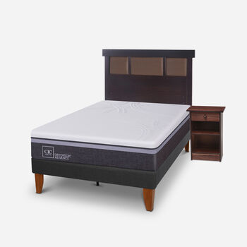 Cama Europea Curve 1.5 Plazas Ortopedic Advance + Set New Dublín Choc