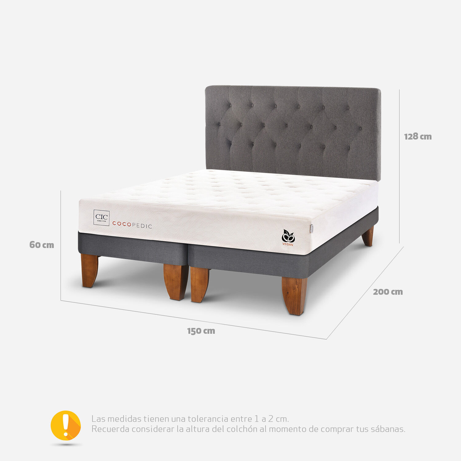 Cama Europea 2 Plazas Cocopedic + Respaldo Kavery