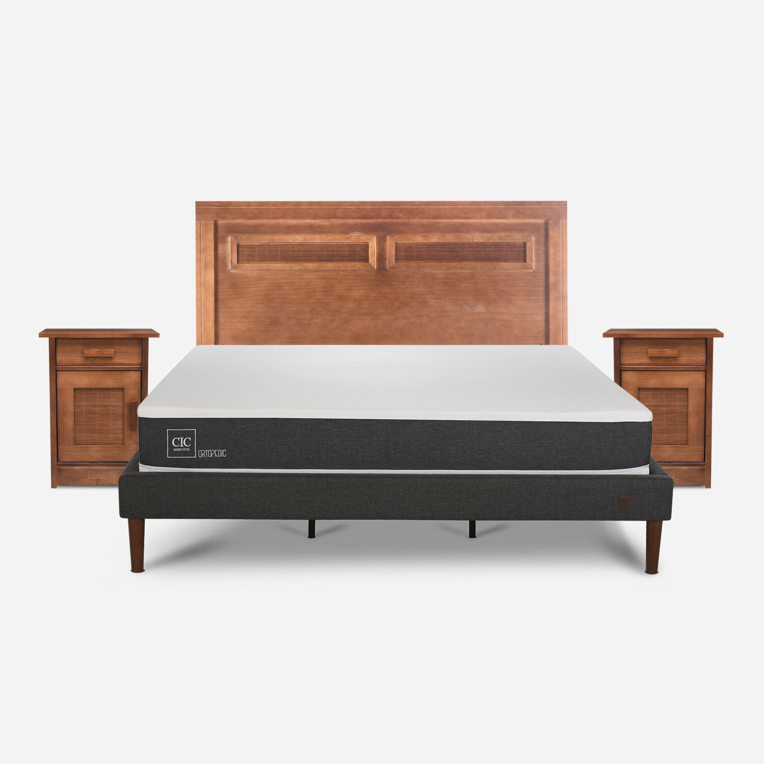 Cama Europea Curve King Ortopedic + Set Mil&aacute;n Caramel