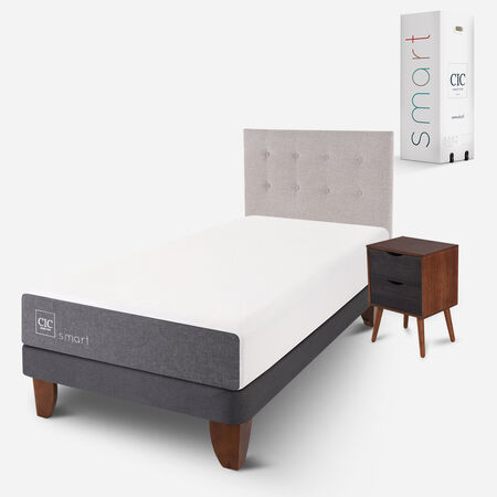 Cama Europea 1,5 Plazas Smart + Set Tigris