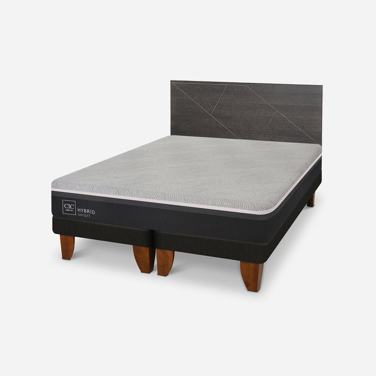 Cama Europea King Hybrid + Set Villarrica Gris
