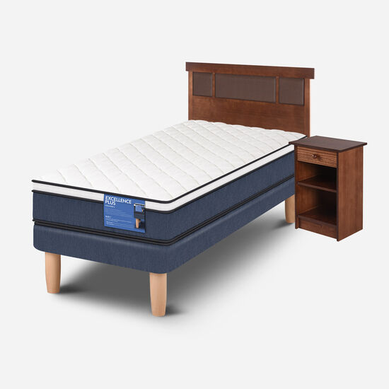 Cama Europea 1 Plaza Excellence Plus + Set Dublín Caramel