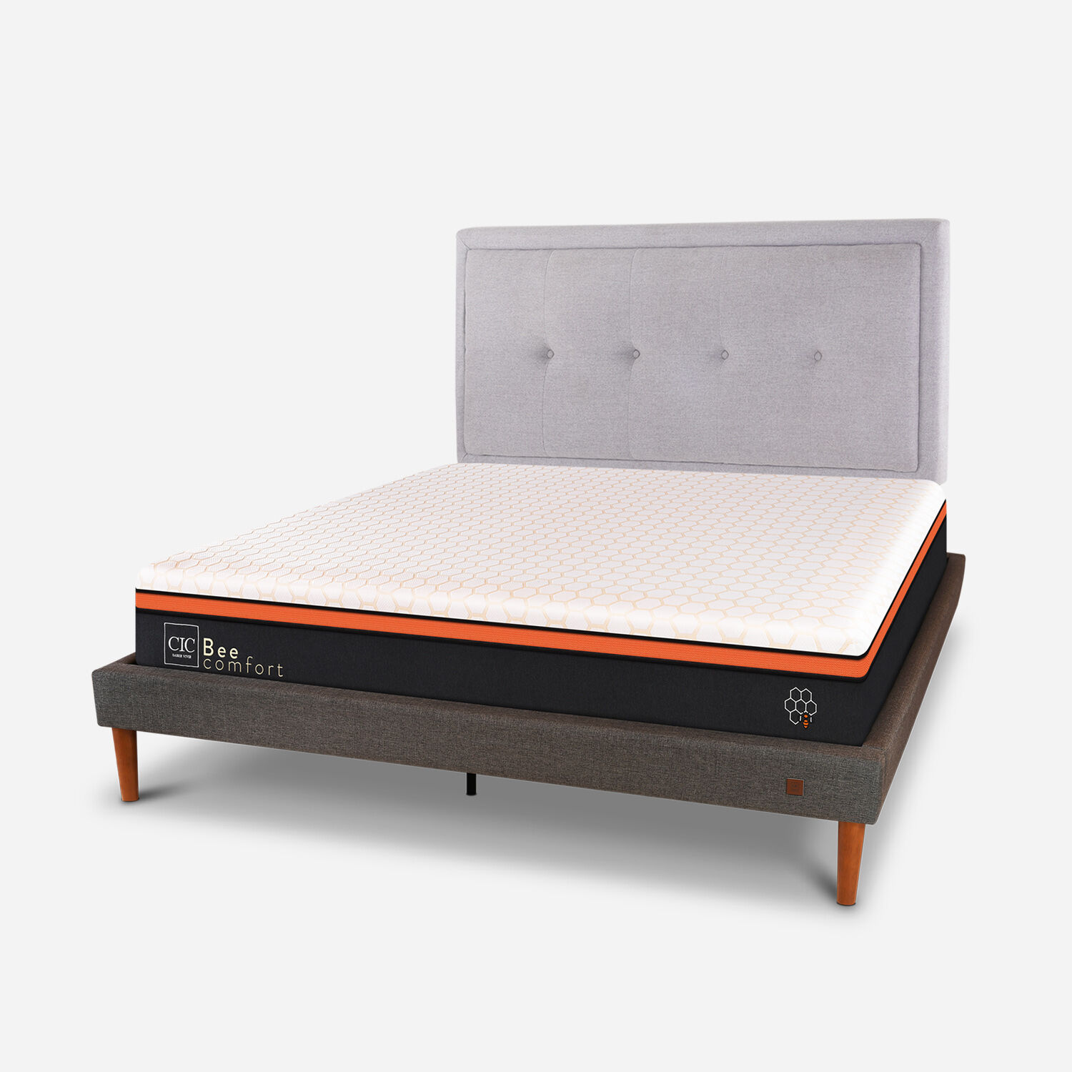 Cama Europea Curve 2 Plazas Bee Comfort + Respaldo Ganges