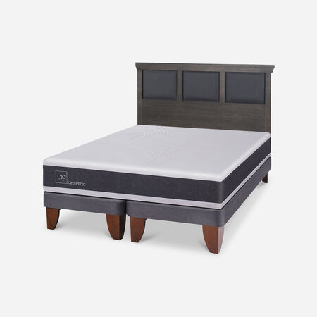 Cama Europea King Ortopedic + Respaldo Torino Gris