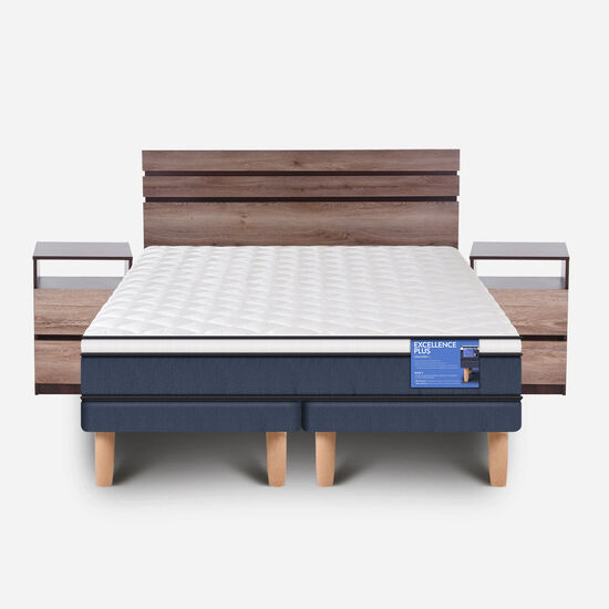Cama Europea 2 Plazas Excellence Plus Base Dividida + Set Ares