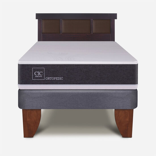 Cama Europea 1.5 Plazas Ortopedic + Respaldo Dublín Choc