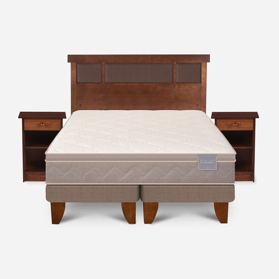 Cama Europea 2 Plazas Rilassati Base Dividida + Set New Dublín Caramel