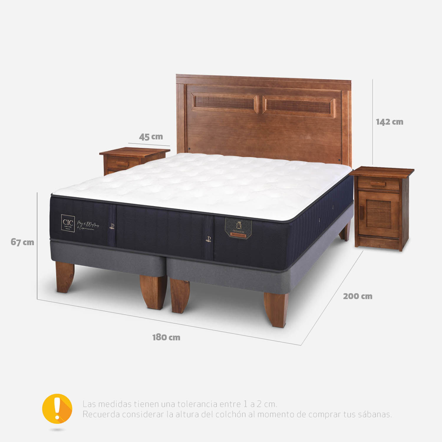 Cama Europea King Premium + Set Mil&aacute;n Caramel