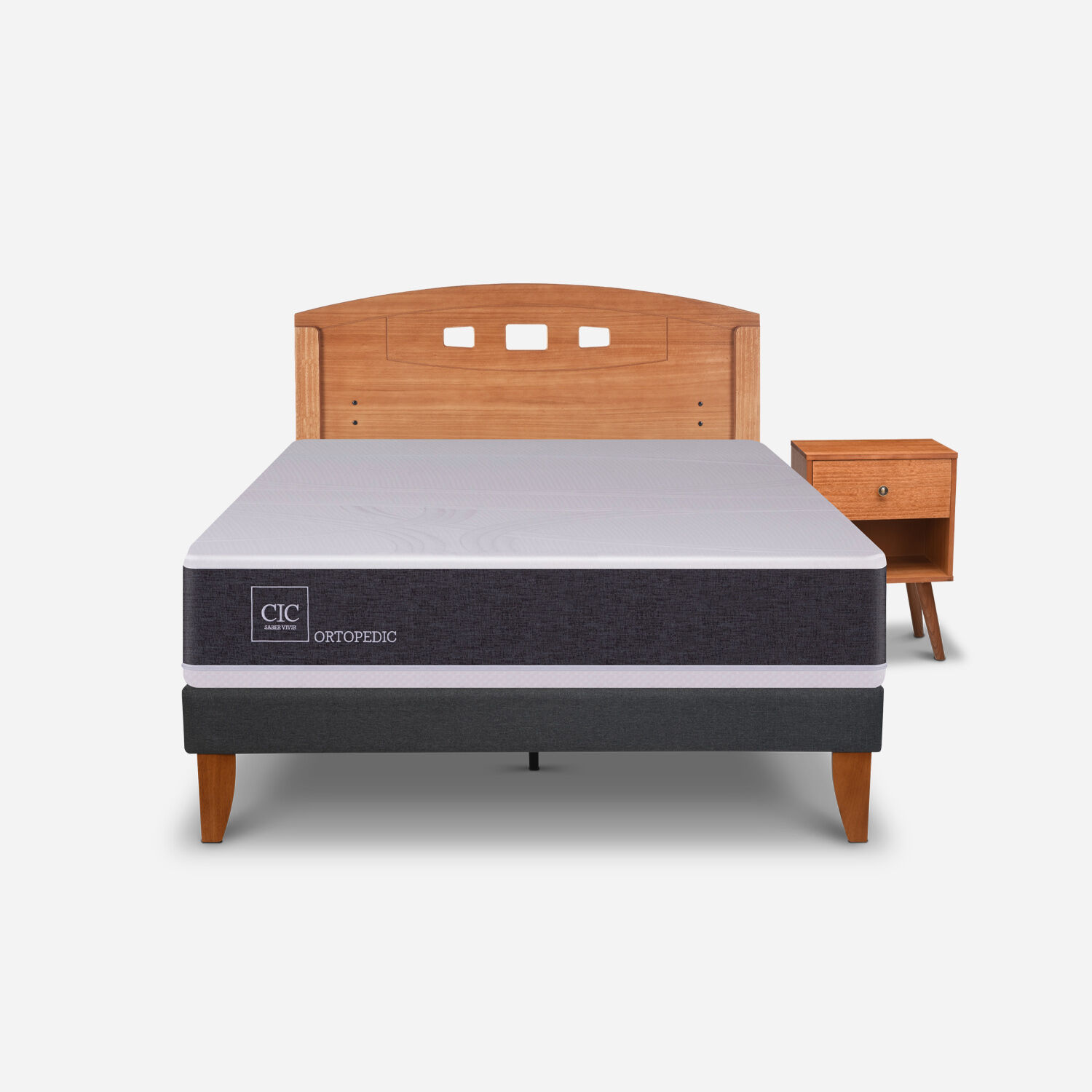 Cama Europea Curve 1,5 Plazas Ortopedic + Set Gales Caramel