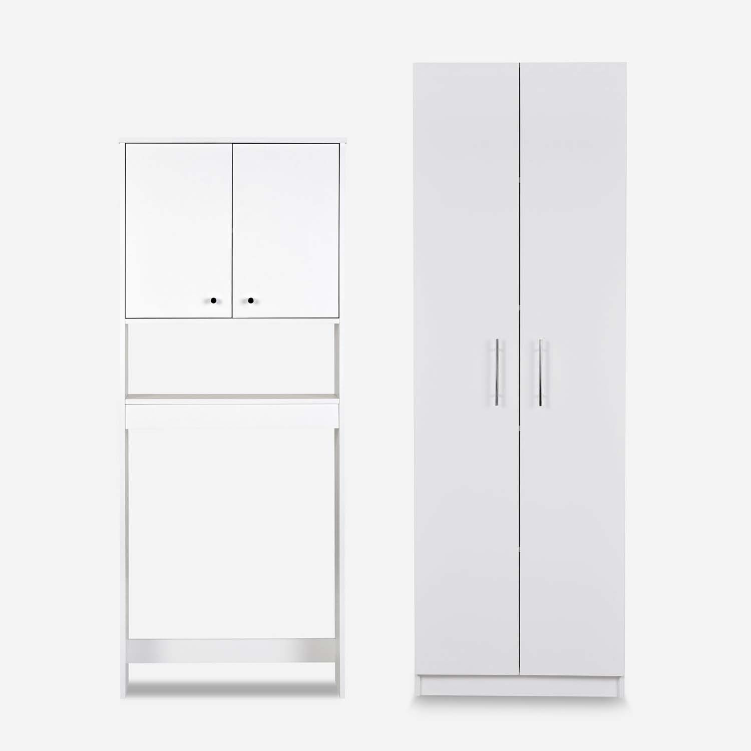 Set de Ba&ntilde;o Estante 2 Puertas 1 Repisa + Organizador Blanco