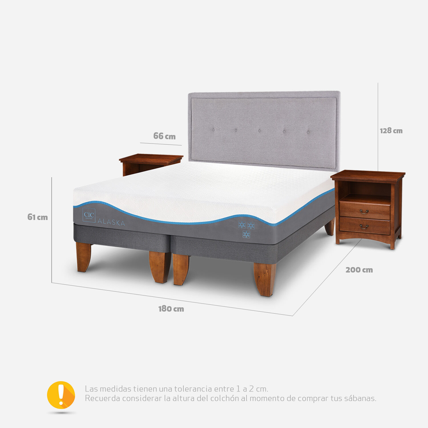 Cama Europea King Alaska + Set Ganges