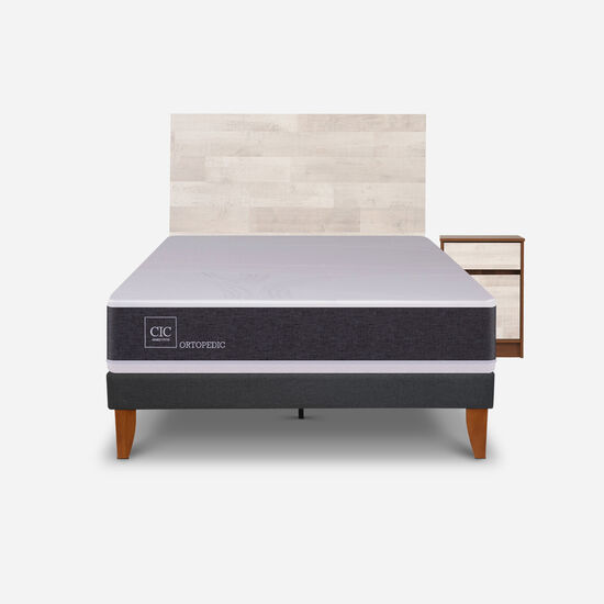 Cama Europea Curve 1.5 Plazas Ortopedic + Set Legno