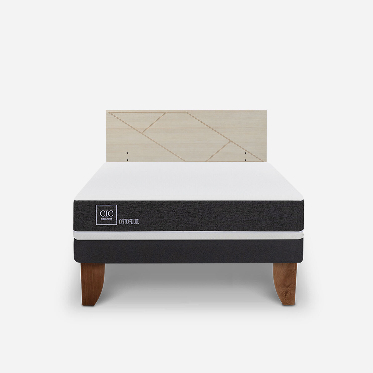 Cama Europea 2 Plazas Ortopedic Base Normal + Respaldo Villarrica Alpino