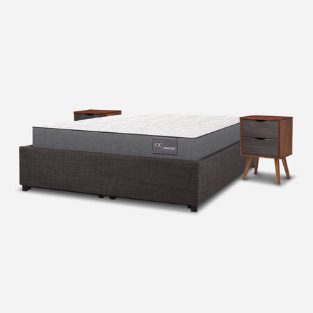Cama Space Box 2 Plazas Anatomic + Velador N&iacute;ger